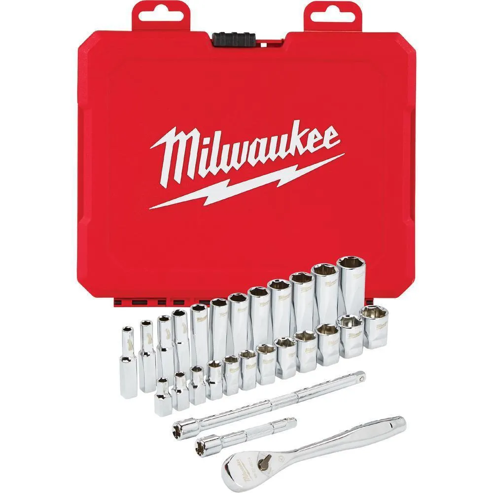 1/4 in. Drive SAE/Metric Ratchet and Socket Mechanics Tool Set (54-Piece)