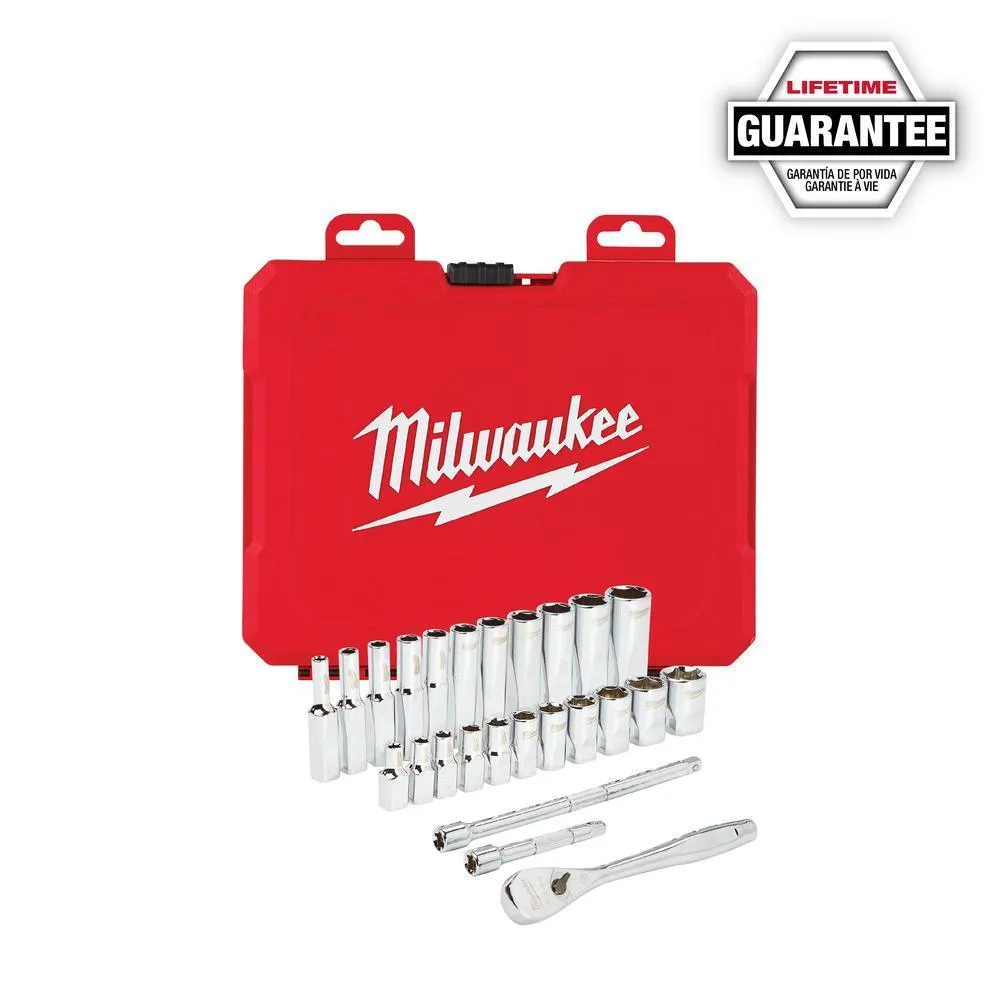 1/4 in. Drive SAE/Metric Ratchet and Socket Mechanics Tool Set (54-Piece)