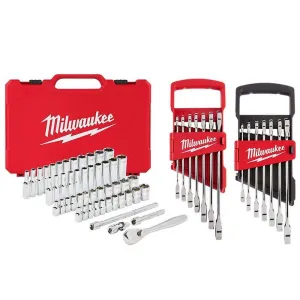 1/4 in. Drive SAE/Metric Ratchet/Socket/ Combination Ratcheting Wrench Mechanics Tool Set (64-Piece)