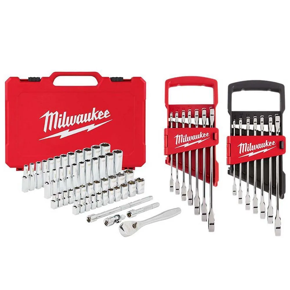 1/4 in. Drive SAE/Metric Ratchet/Socket/ Combination Ratcheting Wrench Mechanics Tool Set (64-Piece)