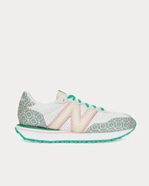 237 White with Green Low Top Sneakers