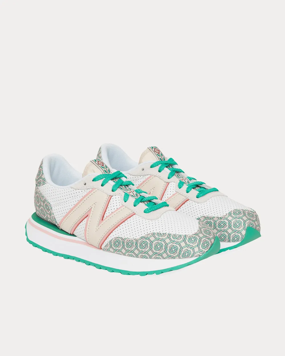 237 White with Green Low Top Sneakers