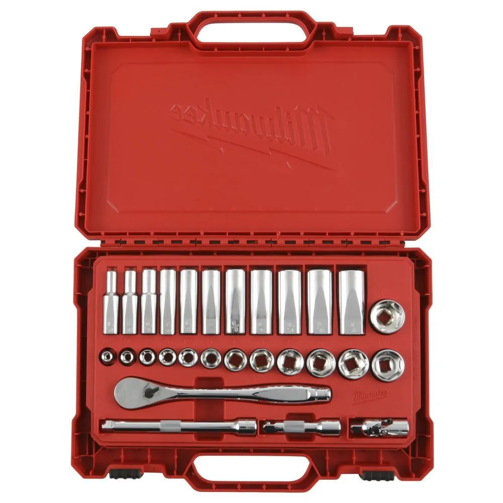3/8 in. Drive SAE Ratchet and Socket Mechanics Tool Set (28-Piece)