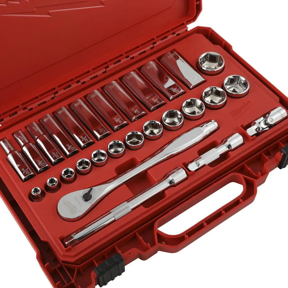 3/8 in. Drive SAE Ratchet and Socket Mechanics Tool Set (28-Piece)