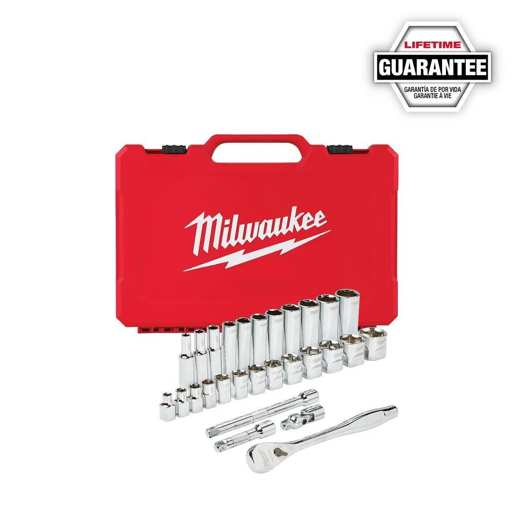 3/8 in. Drive SAE Ratchet and Socket Mechanics Tool Set (28-Piece)