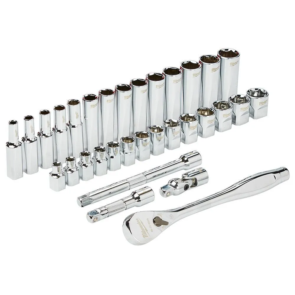 3/8 in. Drive SAE Ratchet and Socket Mechanics Tool Set (28-Piece)