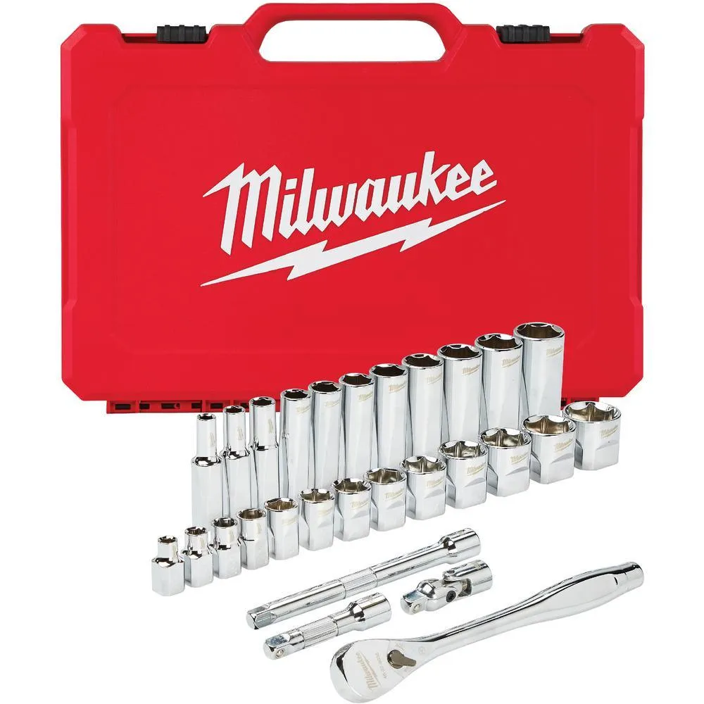 3/8 in. Drive SAE Ratchet and Socket Mechanics Tool Set (28-Piece)