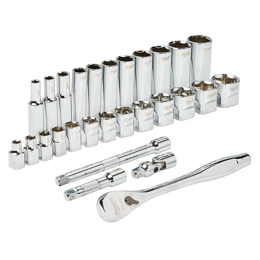 3/8 in. Drive SAE Ratchet and Socket Mechanics Tool Set with Packout Case (28-Piece) and Screwdriver Set (8-Piece)