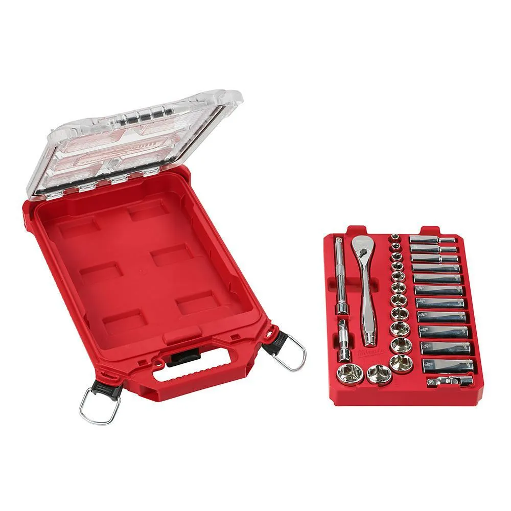 3/8 in. Drive SAE Ratchet and Socket Mechanics Tool Set with Packout Case (28-Piece) and Screwdriver Set (8-Piece)