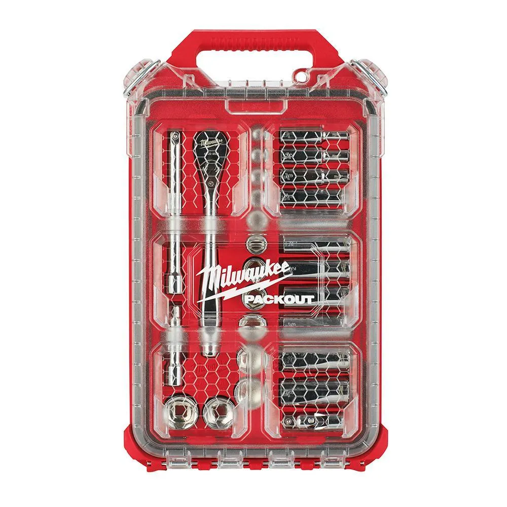 3/8 in. Drive SAE Ratchet and Socket Mechanics Tool Set with Packout Case (28-Piece) and Screwdriver Set (8-Piece)