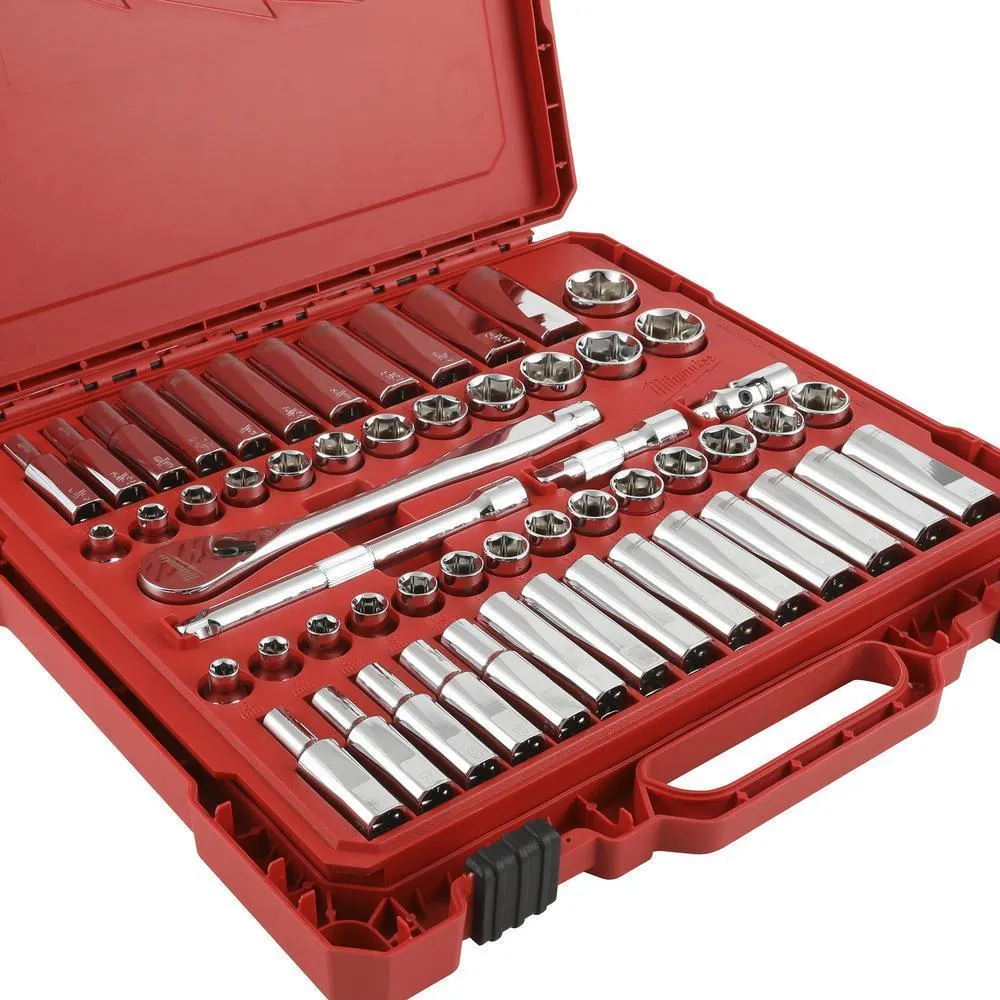 3/8 in. Drive SAE/Metric Ratchet and Socket Mechanics Tool Set (56-Piece)