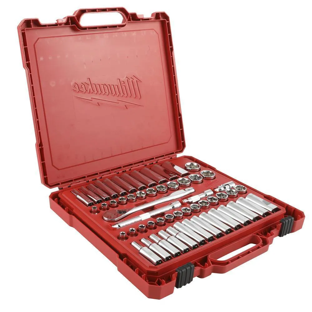 3/8 in. Drive SAE/Metric Ratchet and Socket Mechanics Tool Set (56-Piece)