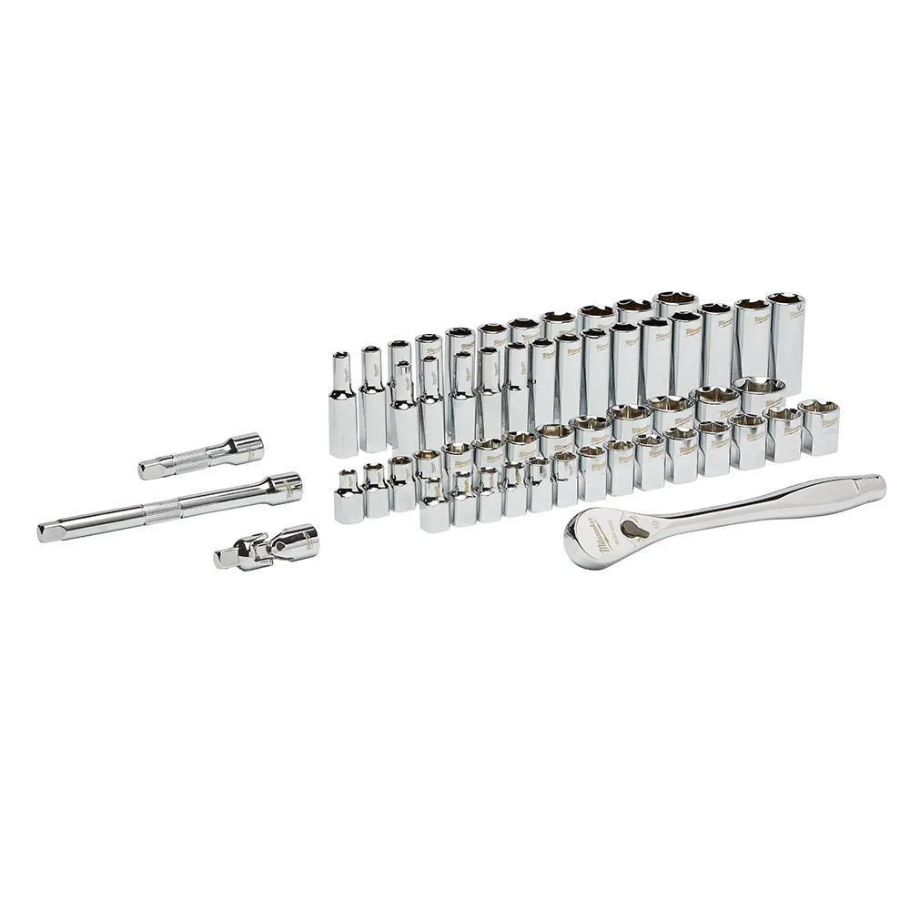 3/8 in. Drive SAE/Metric Ratchet and Socket Mechanics Tool Set (56-Piece)