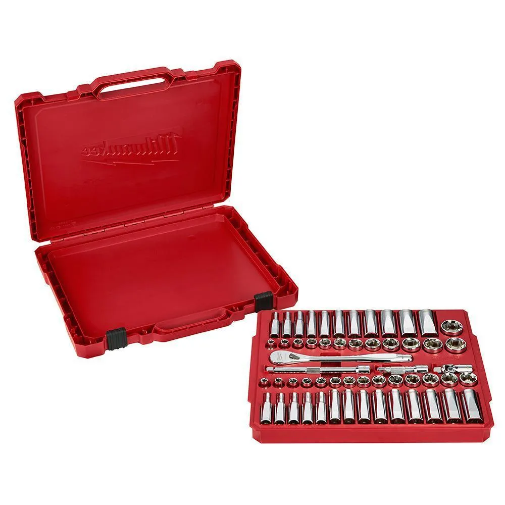3/8 in. Drive SAE/Metric Ratchet and Socket Mechanics Tool Set (56-Piece)