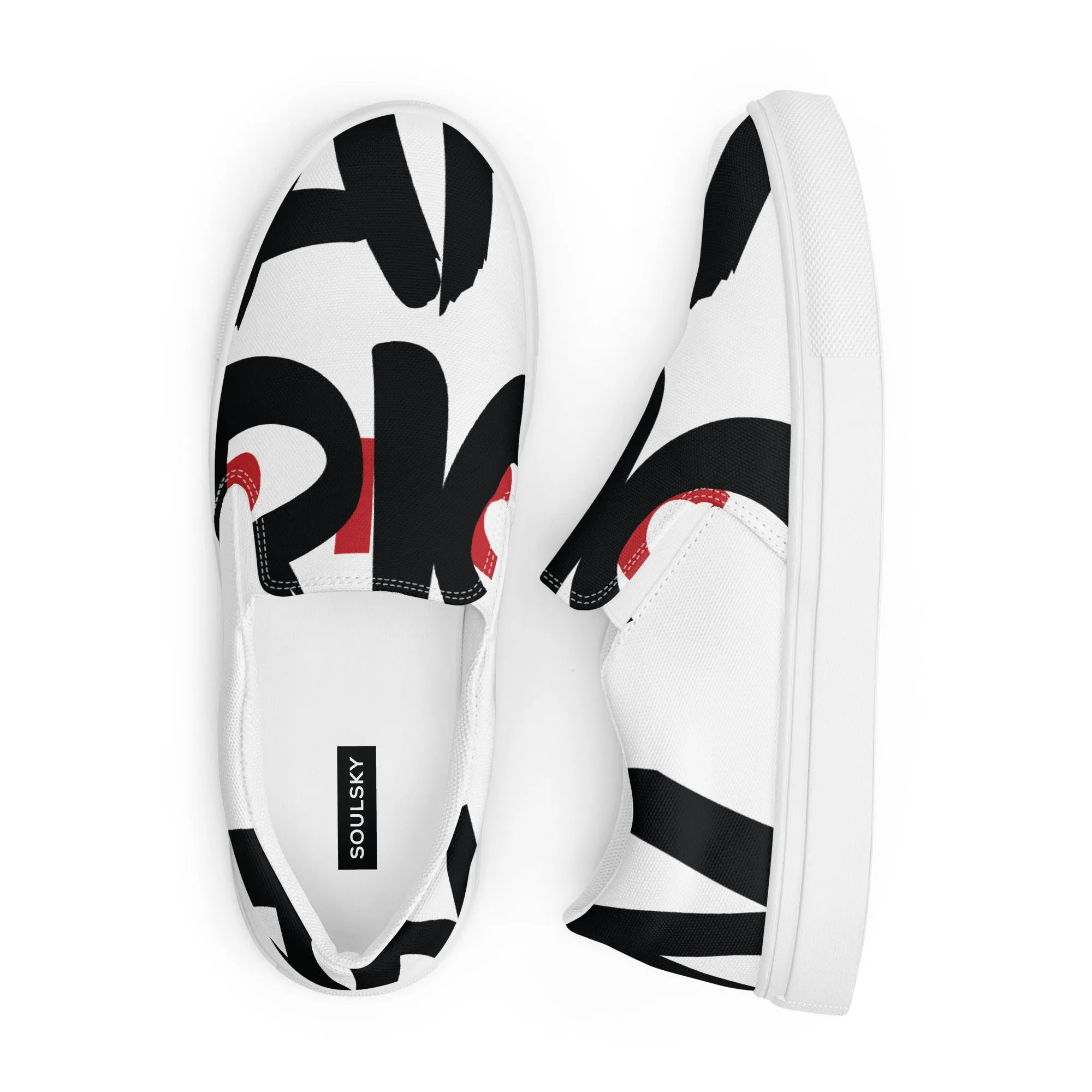 AFRICAN SAMURAI Men’s Slip-On Canvas Shoes (White)