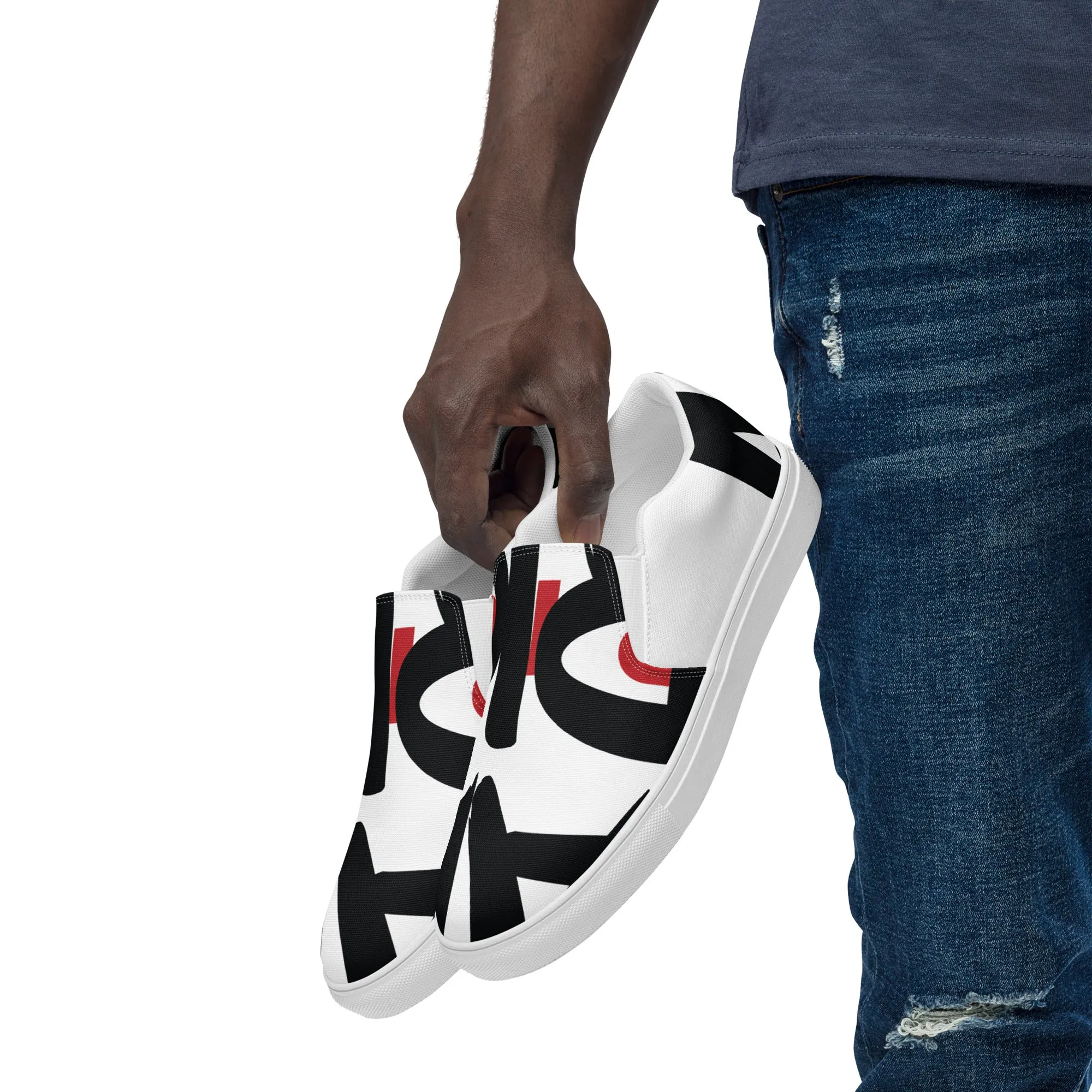 AFRICAN SAMURAI Men’s Slip-On Canvas Shoes (White)