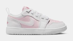 Air Jordan 1 Low Alt Preschool Basketball Shoes (Pink Foam/White/Fire Red)