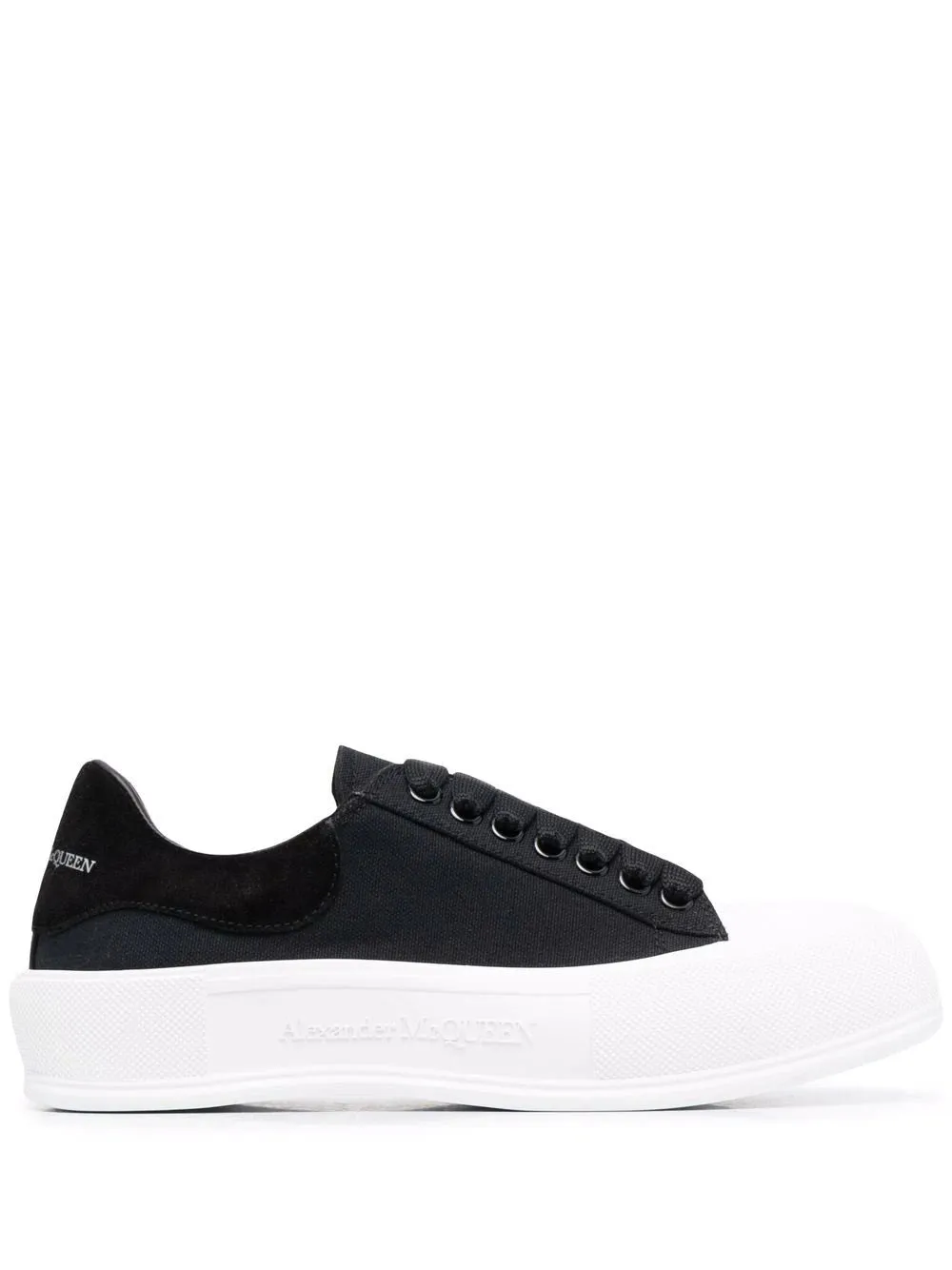 ALEXANDER MCQUEEN Deck Lace-up Plimsoll Sneakers Black/White