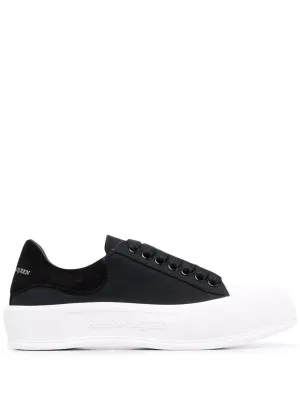 ALEXANDER MCQUEEN Deck Lace-up Plimsoll Sneakers Black/White