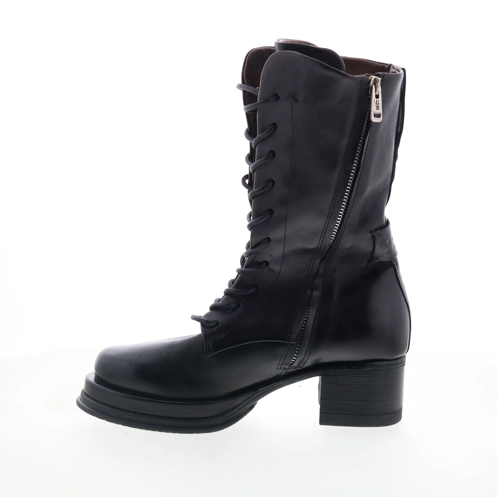 A.S. 98 Caden Womens Black Leather Lace Up Casual Dress Boots