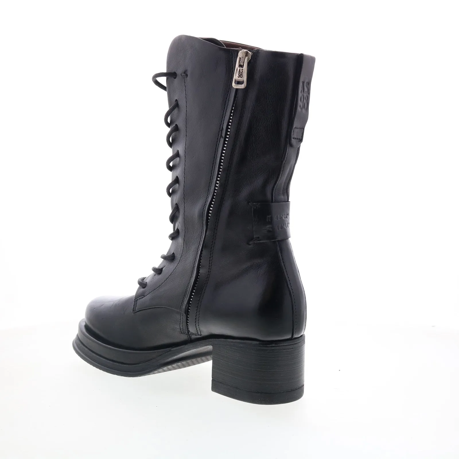 A.S. 98 Caden Womens Black Leather Lace Up Casual Dress Boots
