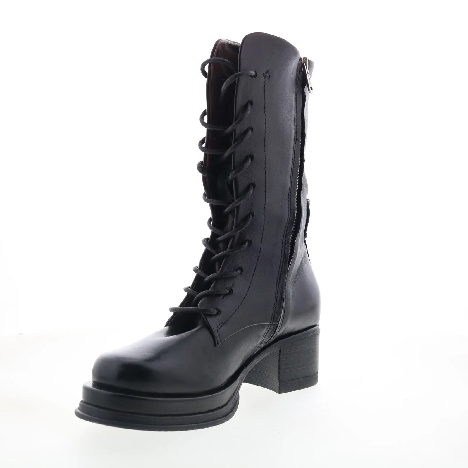 A.S. 98 Caden Womens Black Leather Lace Up Casual Dress Boots
