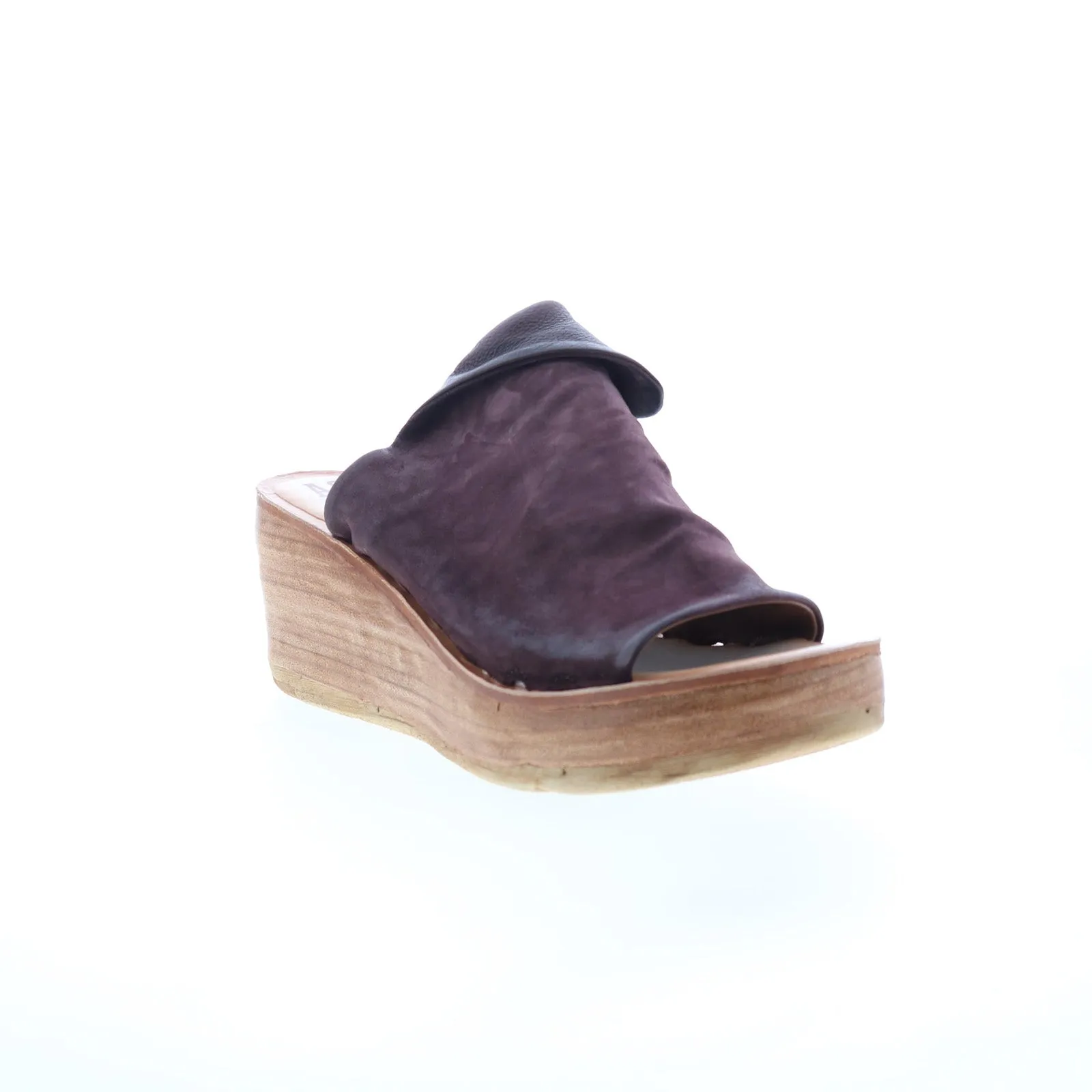 A.S. 98 Niels Womens Burgundy Leather Slip On Wedges Sandals Shoes