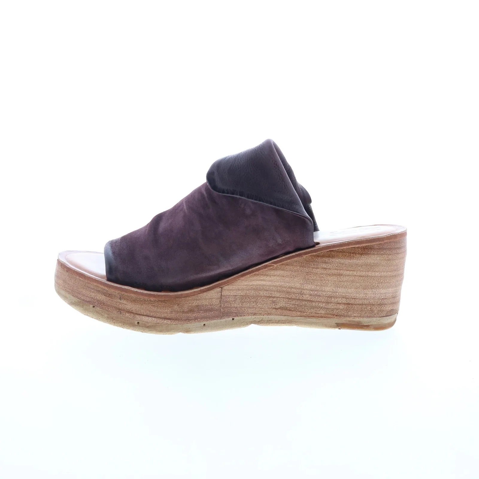 A.S. 98 Niels Womens Burgundy Leather Slip On Wedges Sandals Shoes