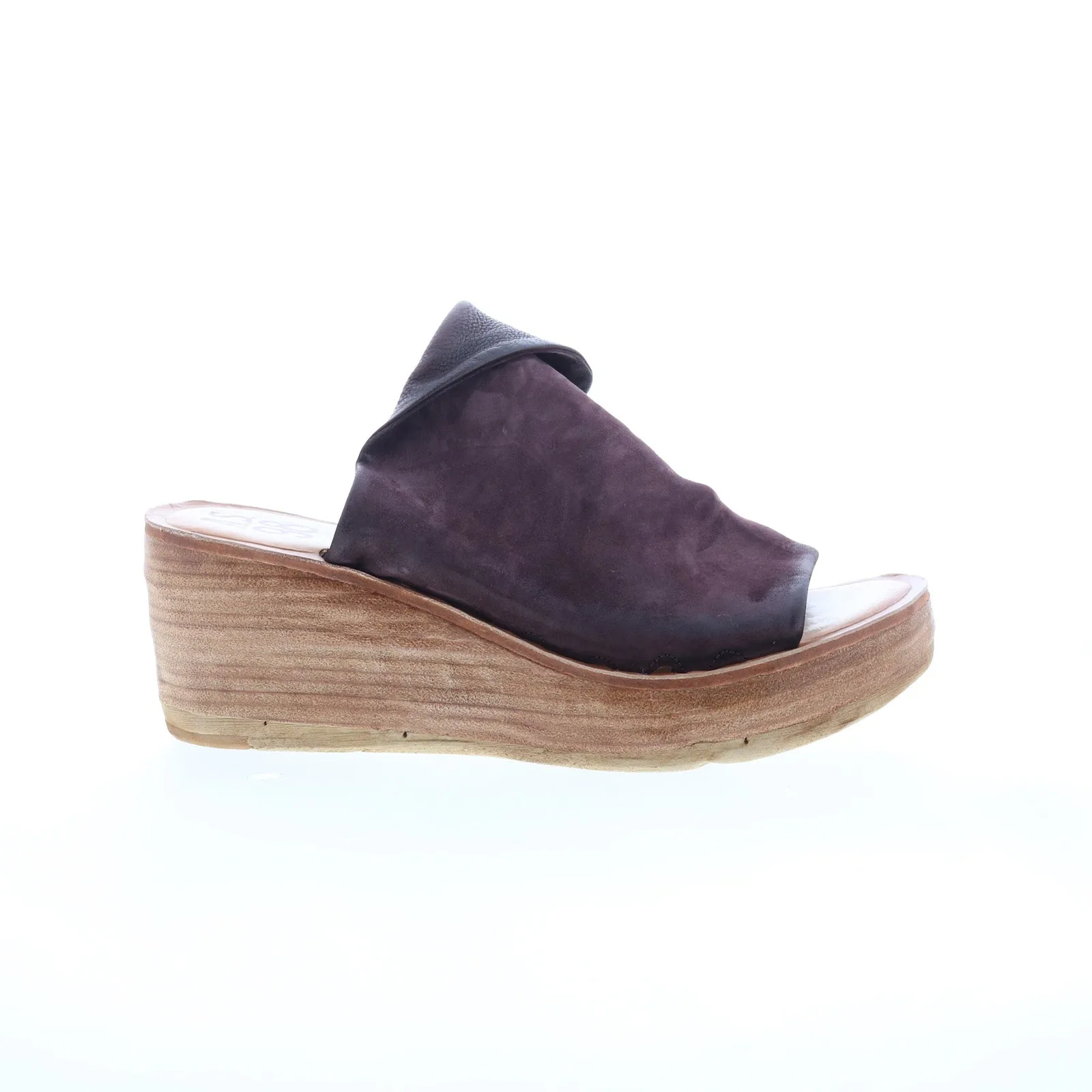 A.S. 98 Niels Womens Burgundy Leather Slip On Wedges Sandals Shoes