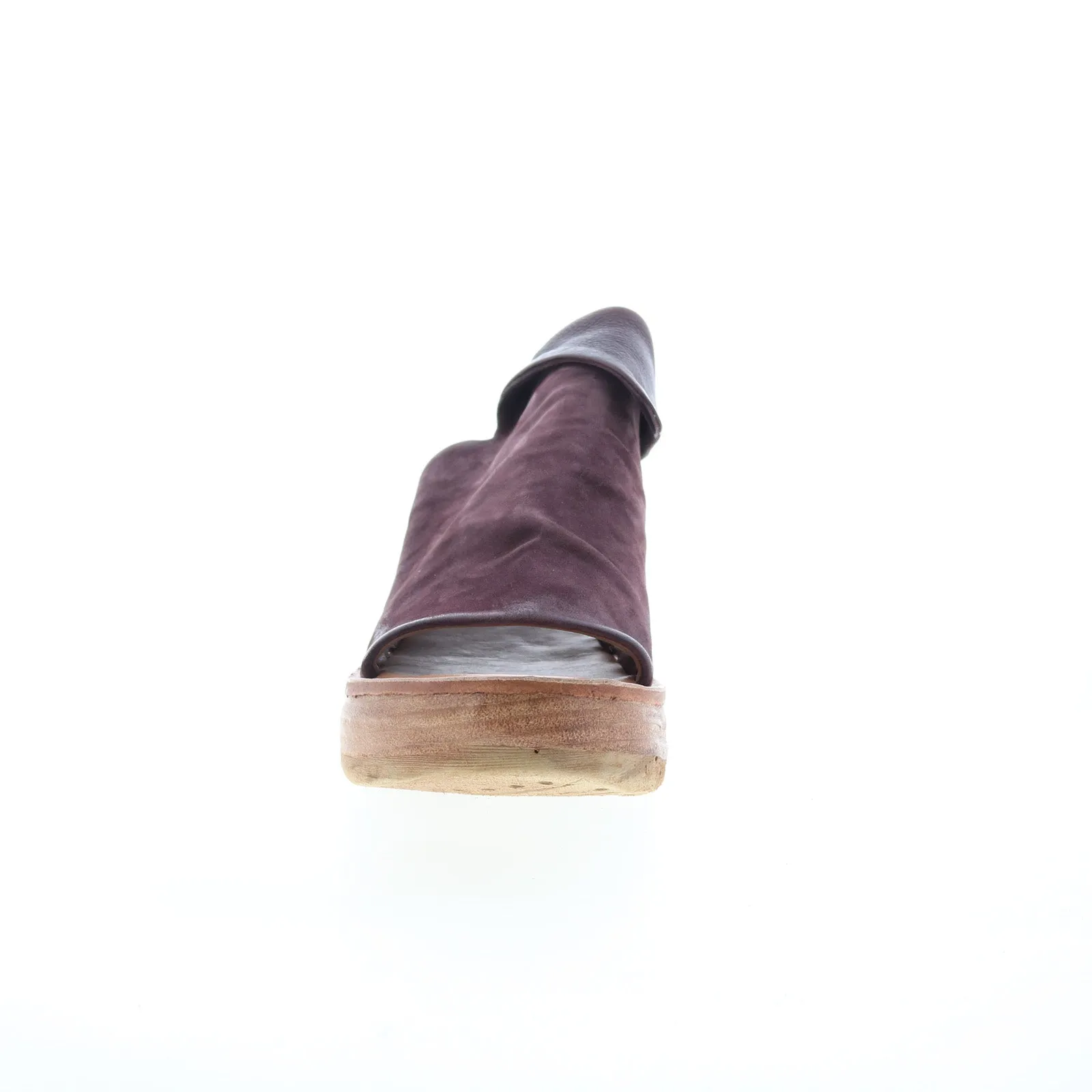 A.S. 98 Niels Womens Burgundy Leather Slip On Wedges Sandals Shoes