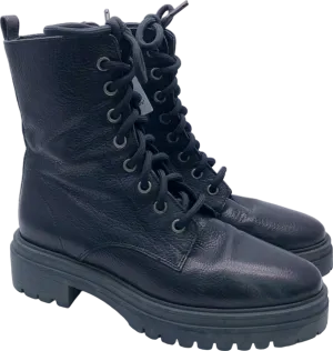 Ba&sh Black Leather Combat Boots UK 3.5 - EU 36