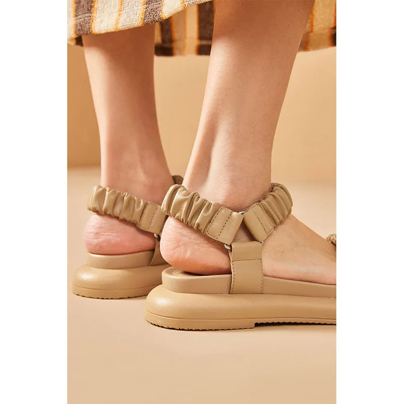 BeauToday Summer Pleated Straps Sandals for Women