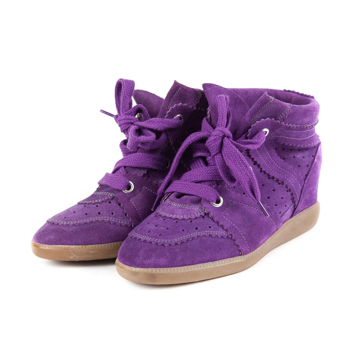 Bobby Concealed Wedge Suede Sneakers Purple Size 37