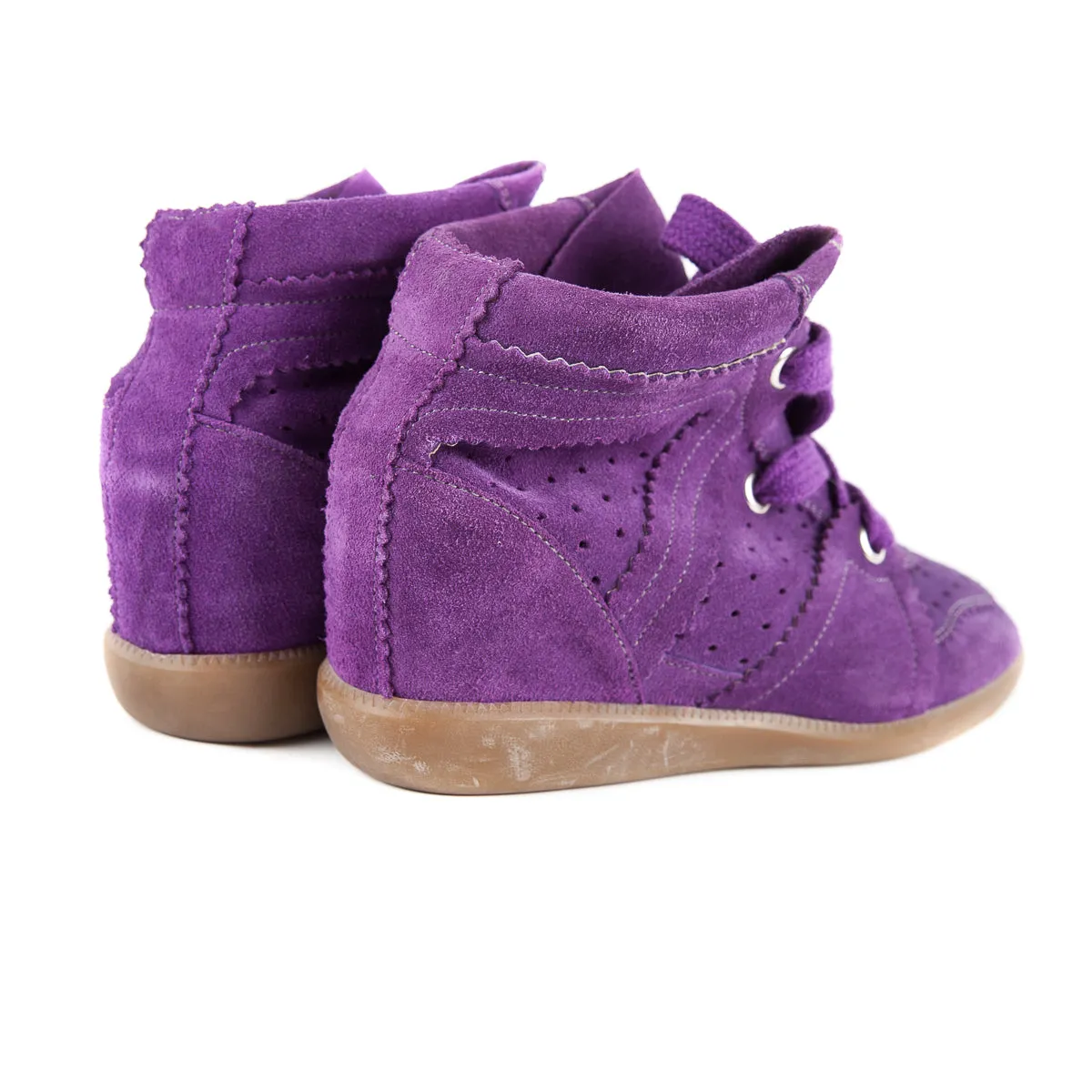 Bobby Concealed Wedge Suede Sneakers Purple Size 37