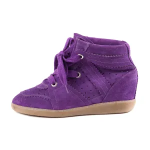 Bobby Concealed Wedge Suede Sneakers Purple Size 37