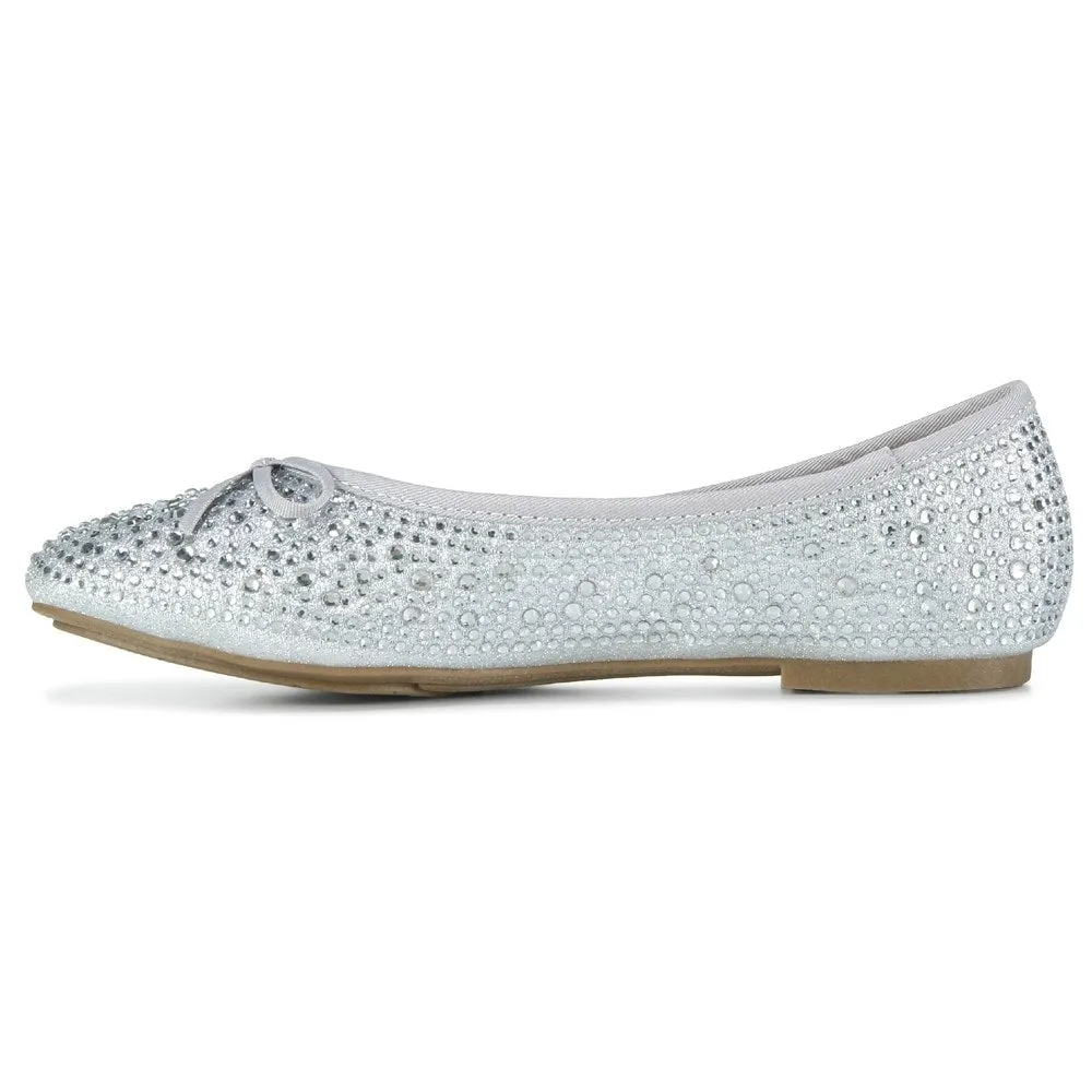 Britney women's ballet flats with rhinestones Jellypop, silver