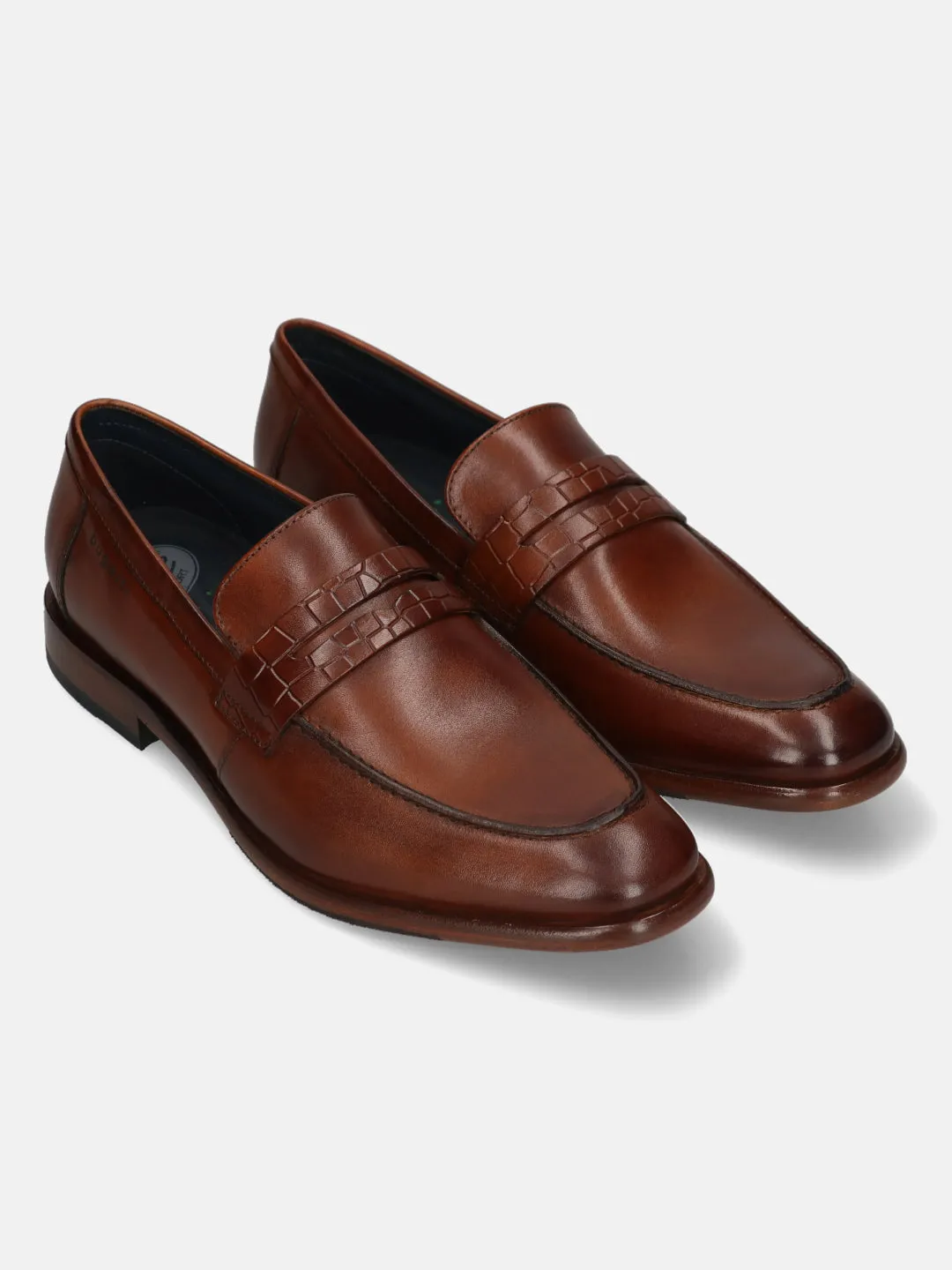 bugatti Cognac Premium Leather Slip-ons Formal