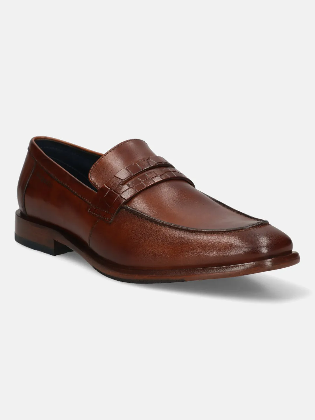 bugatti Cognac Premium Leather Slip-ons Formal