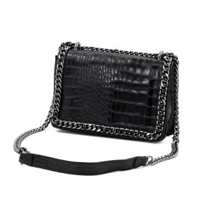 Crocodile imprint Italian leather clutch/cross body bag