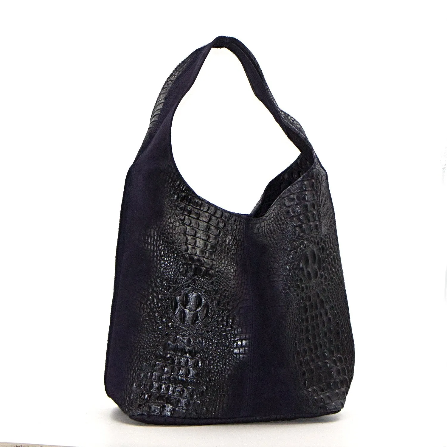 Crocodile pattern leather handbag