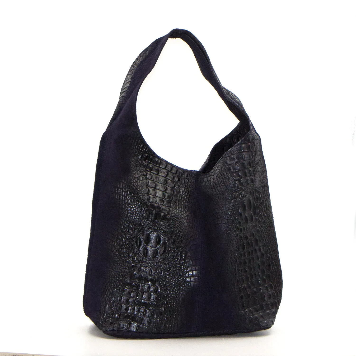 Crocodile pattern leather handbag