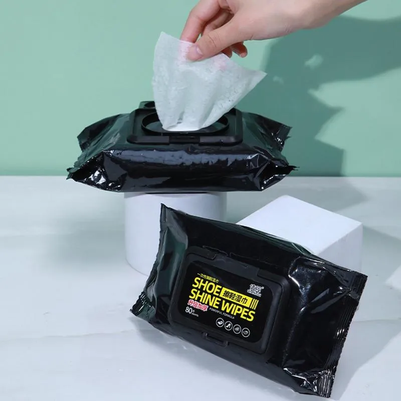 Disposable Shoe Cleaning Wipes Quick Shine Clean Wet Wipes (80 Wipes In 1 Packet)