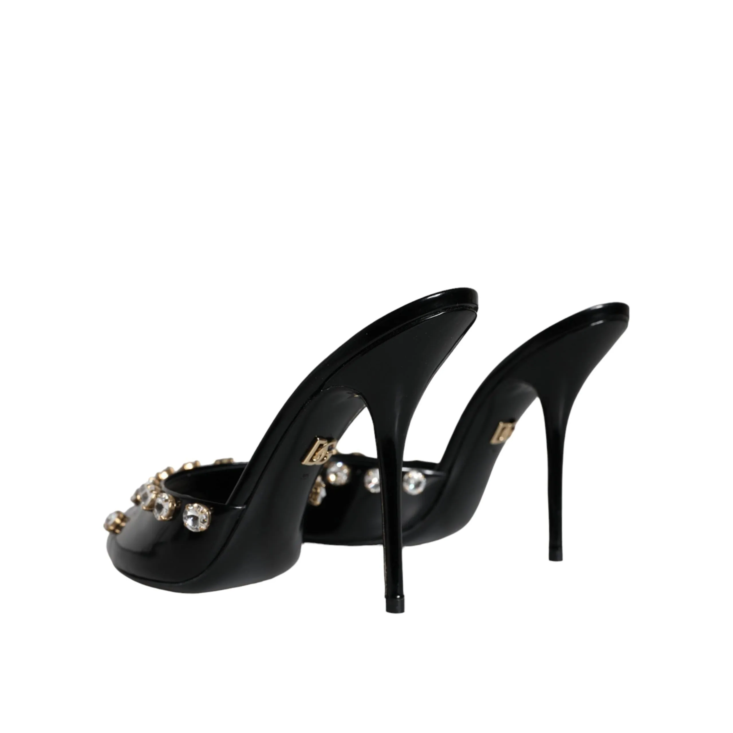 Dolce & Gabbana Black Crystal Heels Keira Sandals Shoes