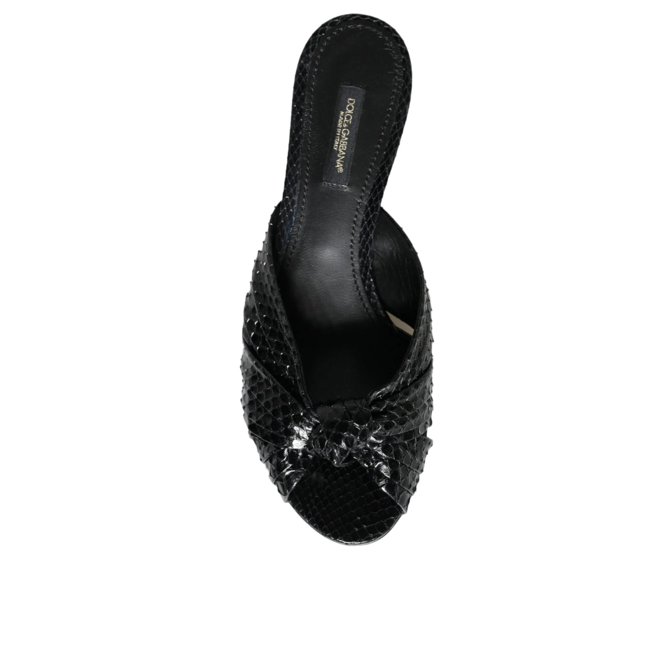 Dolce & Gabbana Black Leather Heels Slides Sandals Shoes