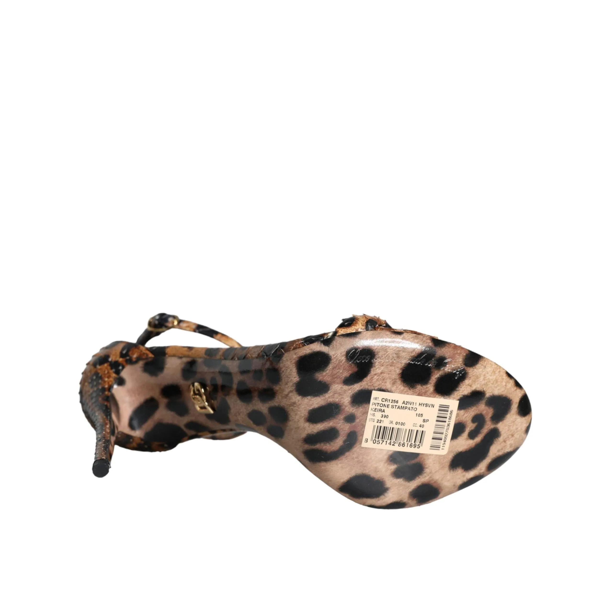 Dolce & Gabbana Brown Leopard Leather Ankle Strap Sandals Shoes