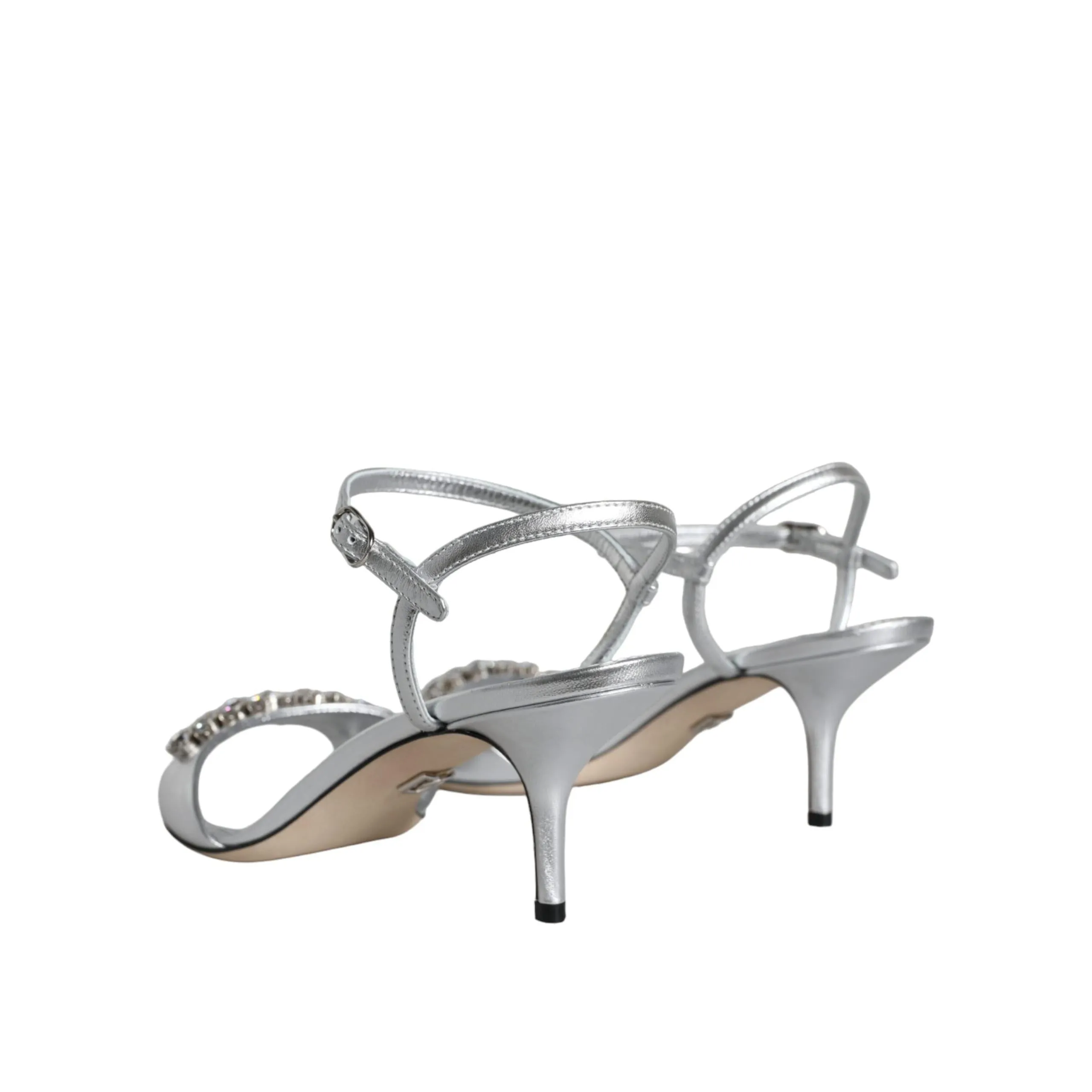 Dolce & Gabbana Silver Crystal AnkleStrap Keira Sandals Shoes