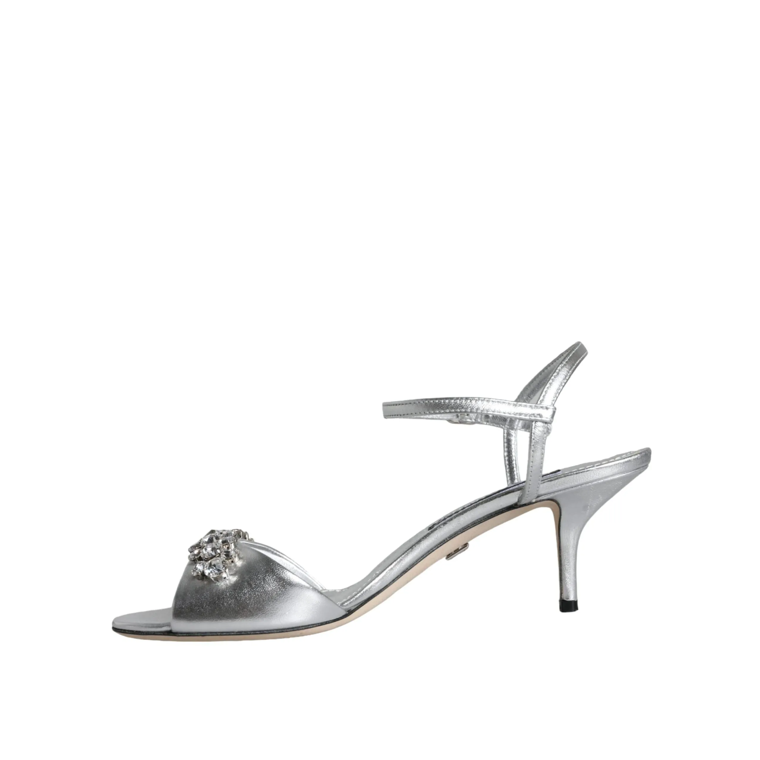 Dolce & Gabbana Silver Crystal AnkleStrap Keira Sandals Shoes