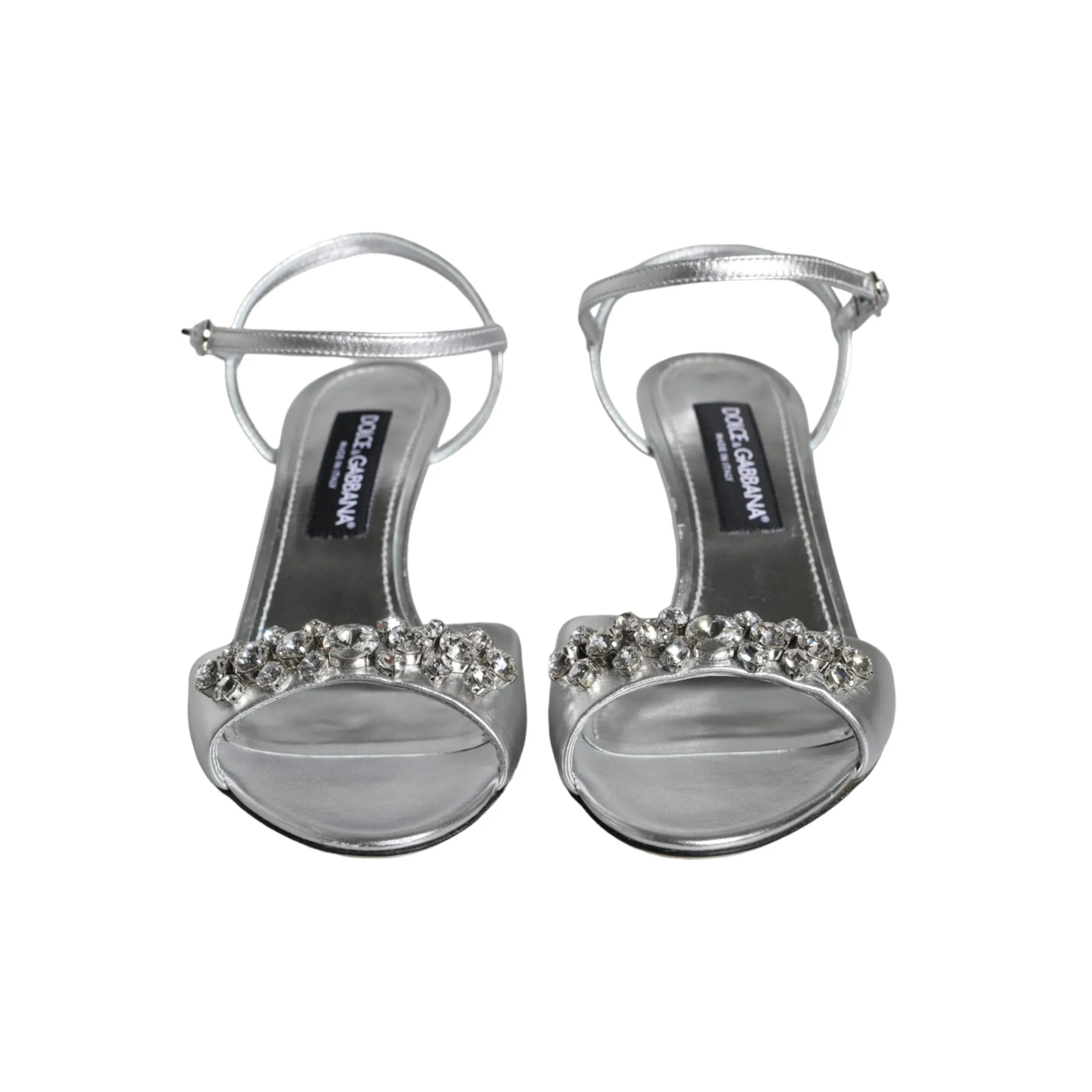 Dolce & Gabbana Silver Crystal AnkleStrap Keira Sandals Shoes