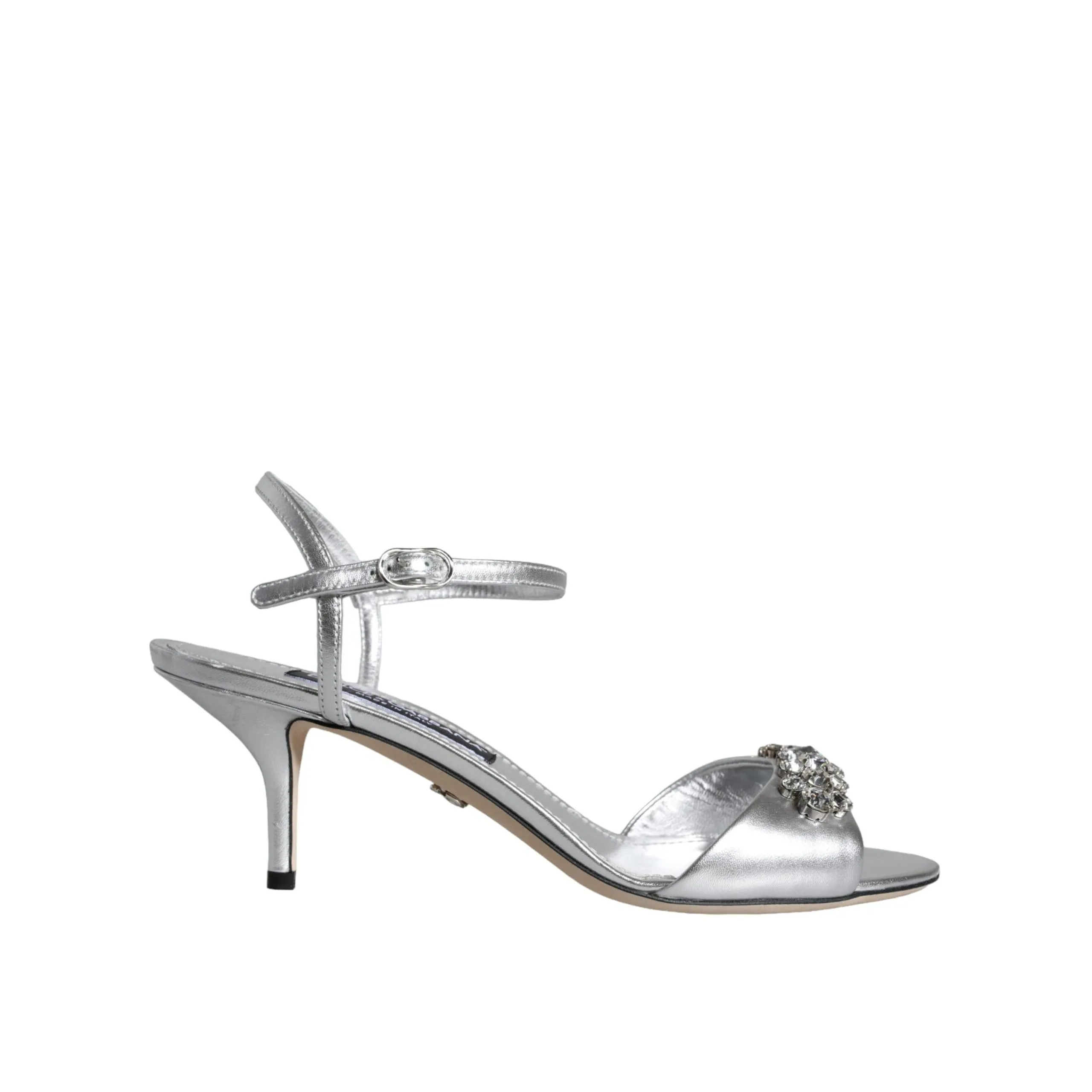 Dolce & Gabbana Silver Crystal AnkleStrap Keira Sandals Shoes