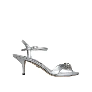 Dolce & Gabbana Silver Crystal AnkleStrap Keira Sandals Shoes